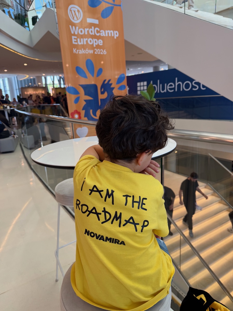 A kid in a Novamira t-shirt reading I am the roadmap