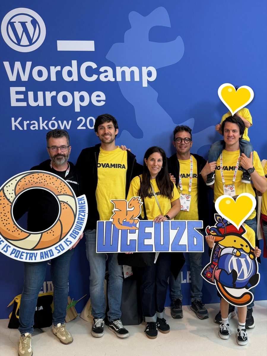 The Novamira team in yellow Novamira t-shirts at a community event
